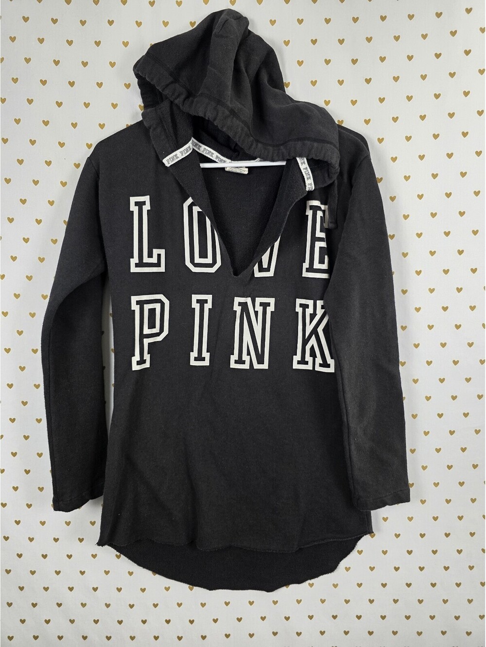 Victorias Secret Pink vintage pullover hoodie logo y2k black XS Oversized